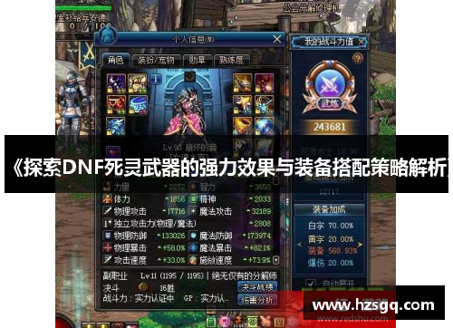 《探索DNF死灵武器的强力效果与装备搭配策略解析》